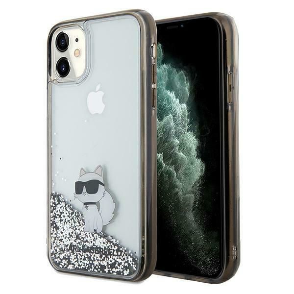 Back panel cover Karl Lagerfeld Karl Lagerfeld Liquid Glitter Choupette case for iPhone 11 / Xr - transparent