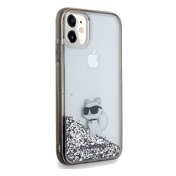 Back panel cover Karl Lagerfeld Karl Lagerfeld Liquid Glitter Choupette case for iPhone 11 / Xr - transparent