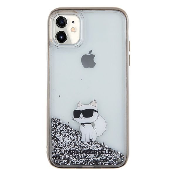 Back panel cover Karl Lagerfeld Karl Lagerfeld Liquid Glitter Choupette case for iPhone 11 / Xr - transparent