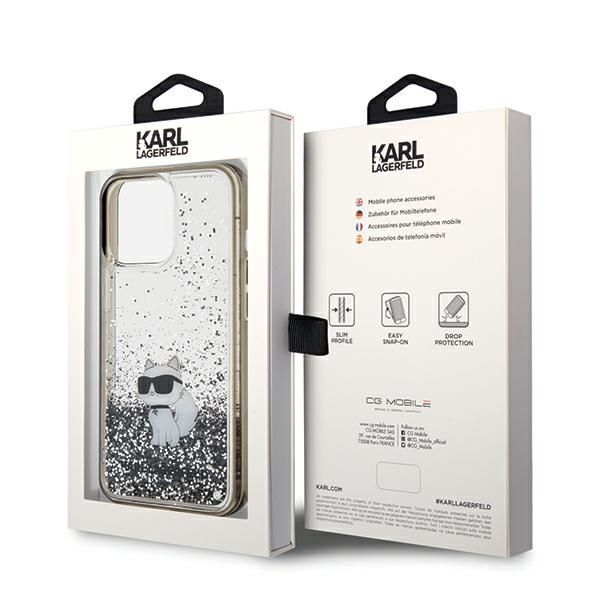 Back panel cover Karl Lagerfeld Karl Lagerfeld Liquid Glitter Choupette case for iPhone 13 Pro Max - transparent
