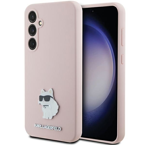 Tagakaaned Karl Lagerfeld Karl Lagerfeld Silicone Choupette Metal Pin case for Samsung Galaxy S23 FE - pink
