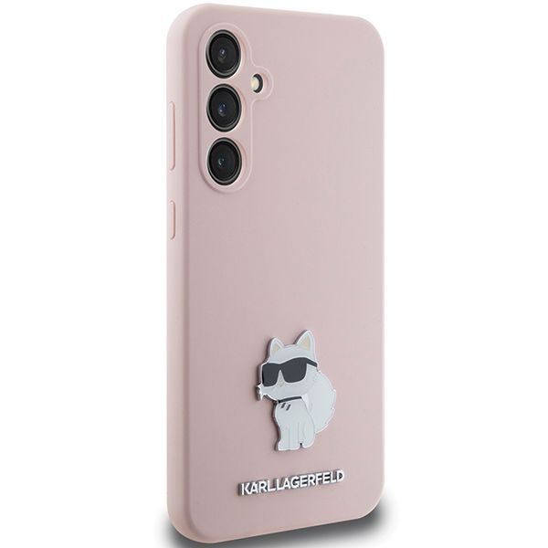 Tagakaaned Karl Lagerfeld Karl Lagerfeld Silicone Choupette Metal Pin case for Samsung Galaxy S23 FE - pink