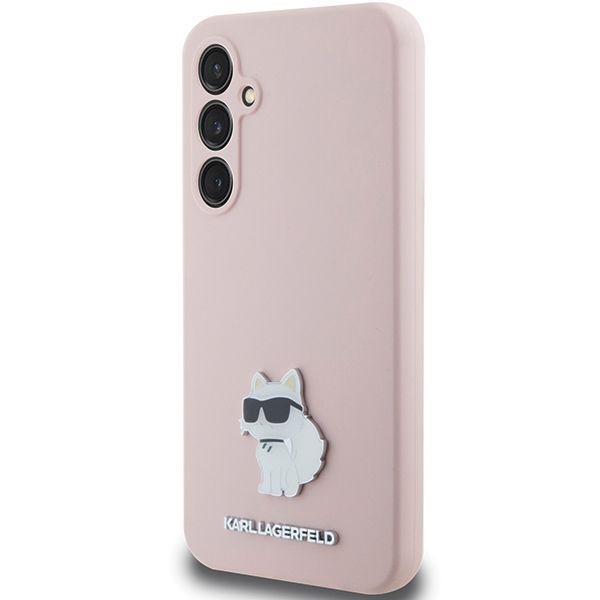 Tagakaaned Karl Lagerfeld Karl Lagerfeld Silicone Choupette Metal Pin case for Samsung Galaxy S23 FE - pink