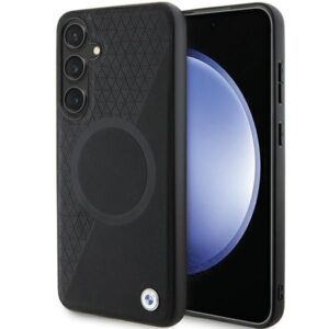 Kitas telefono priedas BMW  BMW BMHMS24S23RTPK S24 S921 black/black hardcase Signature Leather Half Textured & Circle MagSafe 