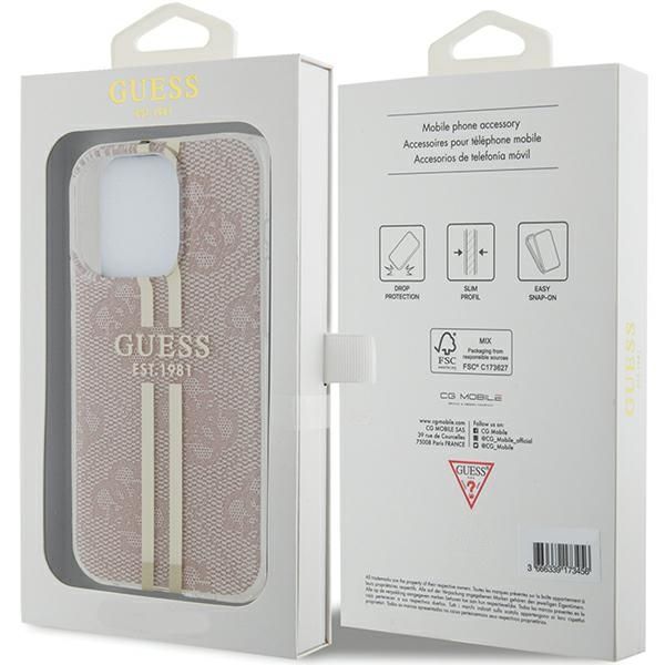 Tagakaaned Guess Guess IML 4G Gold Stripe case for iPhone 14 Pro Max - pink