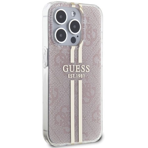 Tagakaaned Guess Guess IML 4G Gold Stripe case for iPhone 14 Pro Max - pink