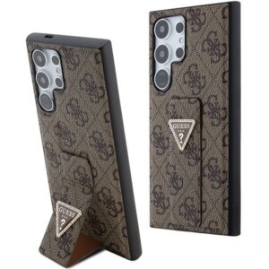 Kitas telefono priedas Guess  Guess Grip Stand 4G Triangle Strass Case for Samsung Galaxy S24 Ultra - Brown 