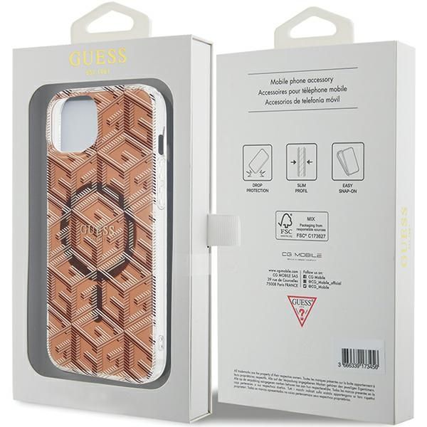Tagakaaned Guess Guess IML GCube MagSafe case for iPhone 15 / 14 / 13 - brown