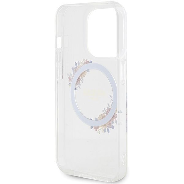 Tagakaaned Guess Guess IML Flowers Wreatch MagSafe iPhone 15 Pro Max Case - Clear