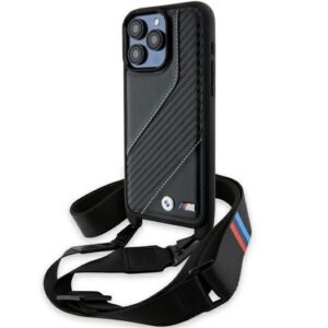 Aizmugurējais vāciņš BMW  BMW M Edition Carbon Stripe & Strap case for iPhone 15 Pro - black 