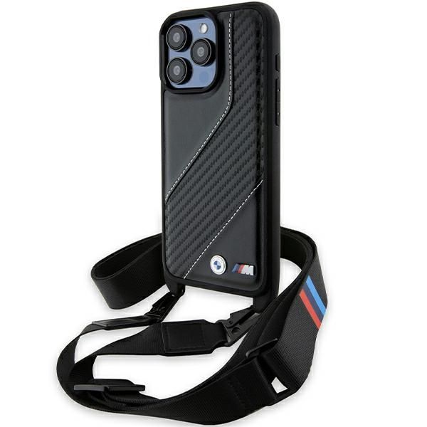 Back panel cover BMW BMW M Edition Carbon Stripe & Strap case for iPhone 15 Pro - black