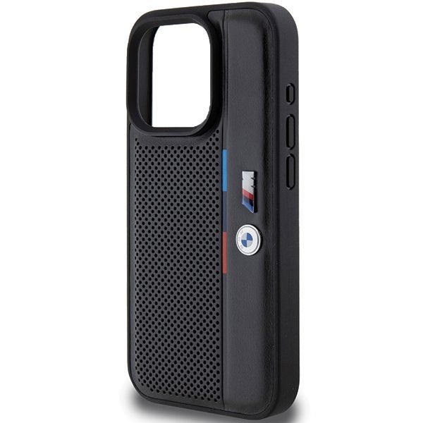 Back panel cover BMW BMW Perforated Tricolor Line case for iPhone 15 Pro - black