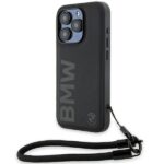 Чехол на заднюю панель BMW  BMW Signature Leather Wordmark Cord case for iPhone 15 Pro - black 