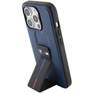 Aizmugurējais vāciņš BMW  BMW M Grip Stand Bicolor case for iPhone 15 Pro - navy blue 