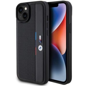 Nugarėlės dėklai BMW  BMW Perforated Tricolor Line case for iPhone 15 Plus / 14 Plus - black 