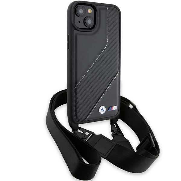 Back panel cover BMW BMW M Edition Carbon Stripe & Strap case for iPhone 15 / 14 / 13 - black