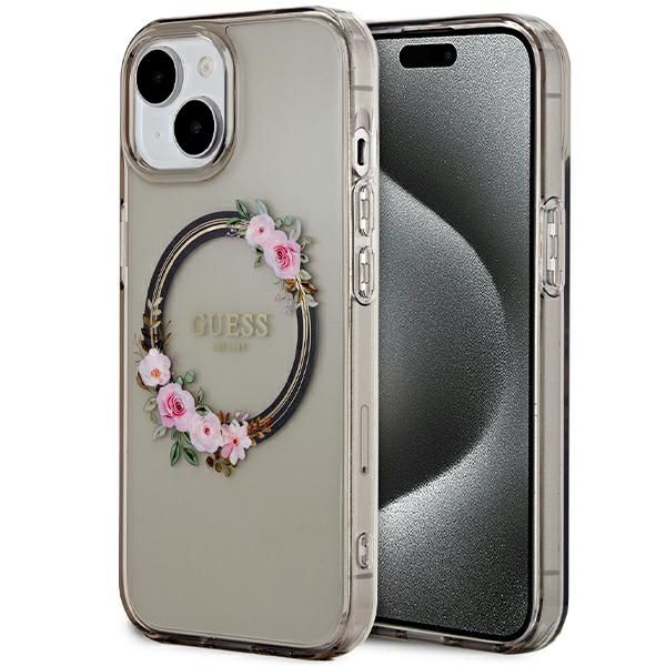 Other Phone Accessory Guess Guess IML Flowers Wreath MagSafe case for iPhone 15 / 14 / 13 - black