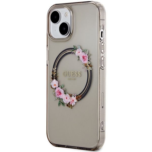 Other Phone Accessory Guess Guess IML Flowers Wreath MagSafe case for iPhone 15 / 14 / 13 - black