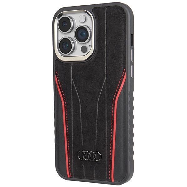 Muu telefoni lisavarustus Audi Audi Genuine Leather case with MagSafe for iPhone 15 Pro - black and red