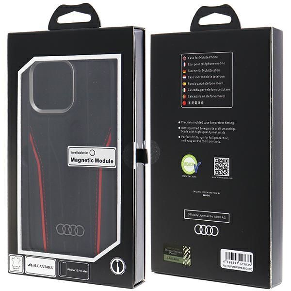 Other Phone Accessory Audi Audi Genuine Leather case with MagSafe for iPhone 15 Pro Max - black and red