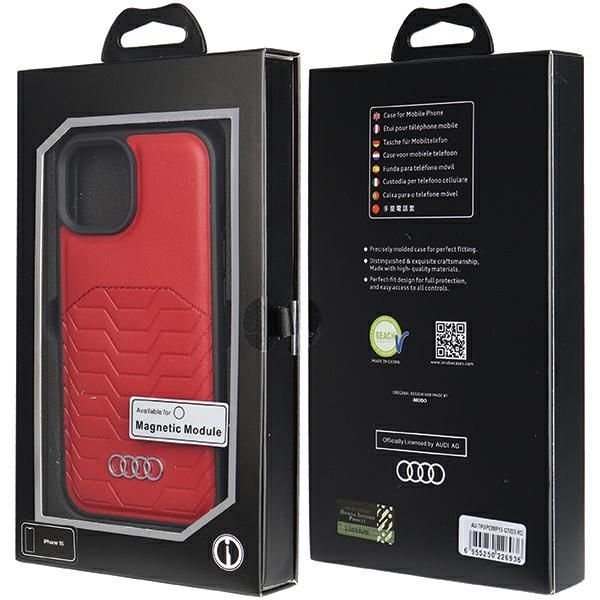 Muu telefoni lisavarustus Audi Audi Synthetic Leather case with MagSafe for iPhone 15 / 14 / 13 - red