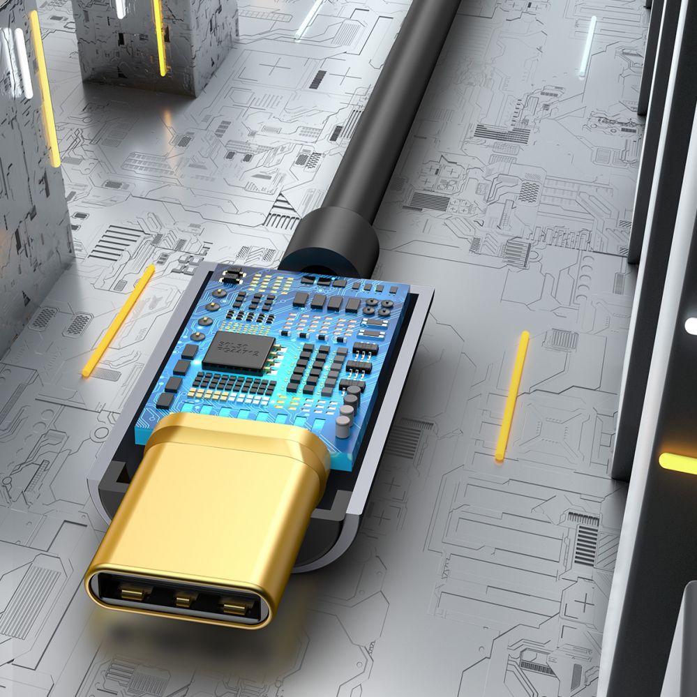 Cable Baseus Baseus L54 adapter for USB-C headphones / mini jack 3.5mm DAC 24 bit 48 KHz - gray