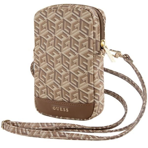 Muu telefoni lisavarustus Guess Guess Zip GCube Bottom Stripe phone bag - brown