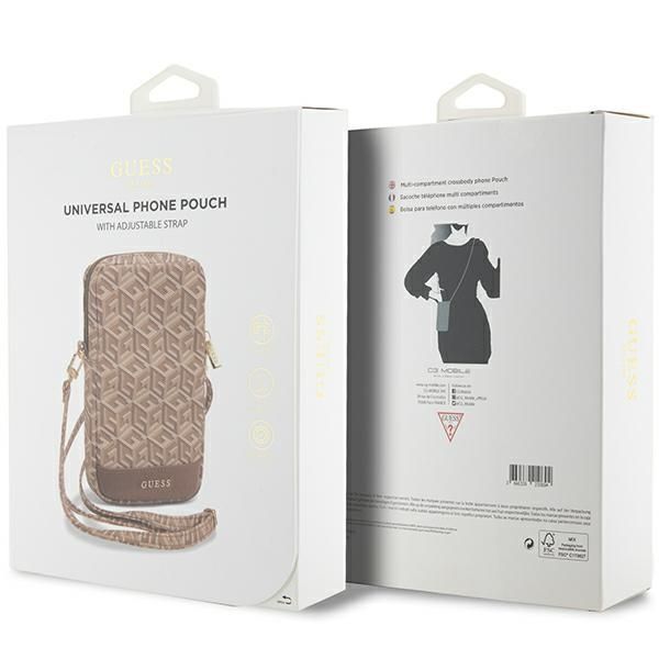 Muu telefoni lisavarustus Guess Guess Zip GCube Bottom Stripe phone bag - brown