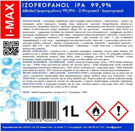 Other Phone Accessory GSG24 Isopropyl alcohol Isopropanol IPA I-MAX 99.9% 1L