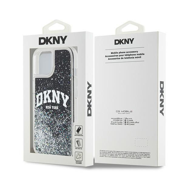 Back panel cover DKNY DKNY Liquid Glitter Big Logo iPhone 14/15/13 Case - Black
