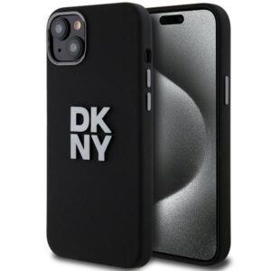 Nugarėlės dėklai DKNY  DKNY Liquid Silicone Metal Logo iPhone 15/14/13 Case - Black 
