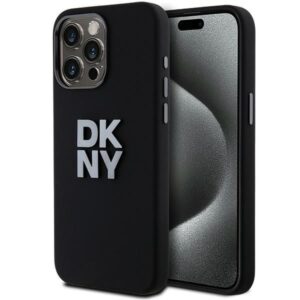 Nugarėlės dėklai DKNY  DKNY Liquid Silicone Metal Logo iPhone 15 Pro Max Case - Black 