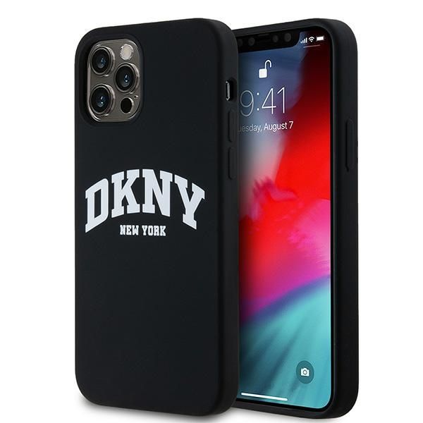 Tagakaaned DKNY DKNY Liquid Silicone White Printed Logo MagSafe Case for iPhone 12/12 Pro - Black
