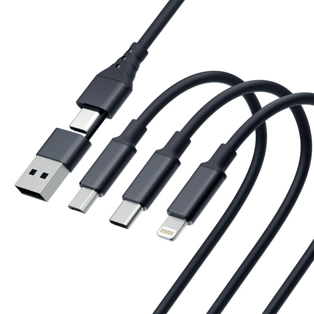 Adapteris 3MK 3mk Hyper Cable 3in1 USB-A - USB-C / USB-C - micro USB - Lightning 1.5m - black