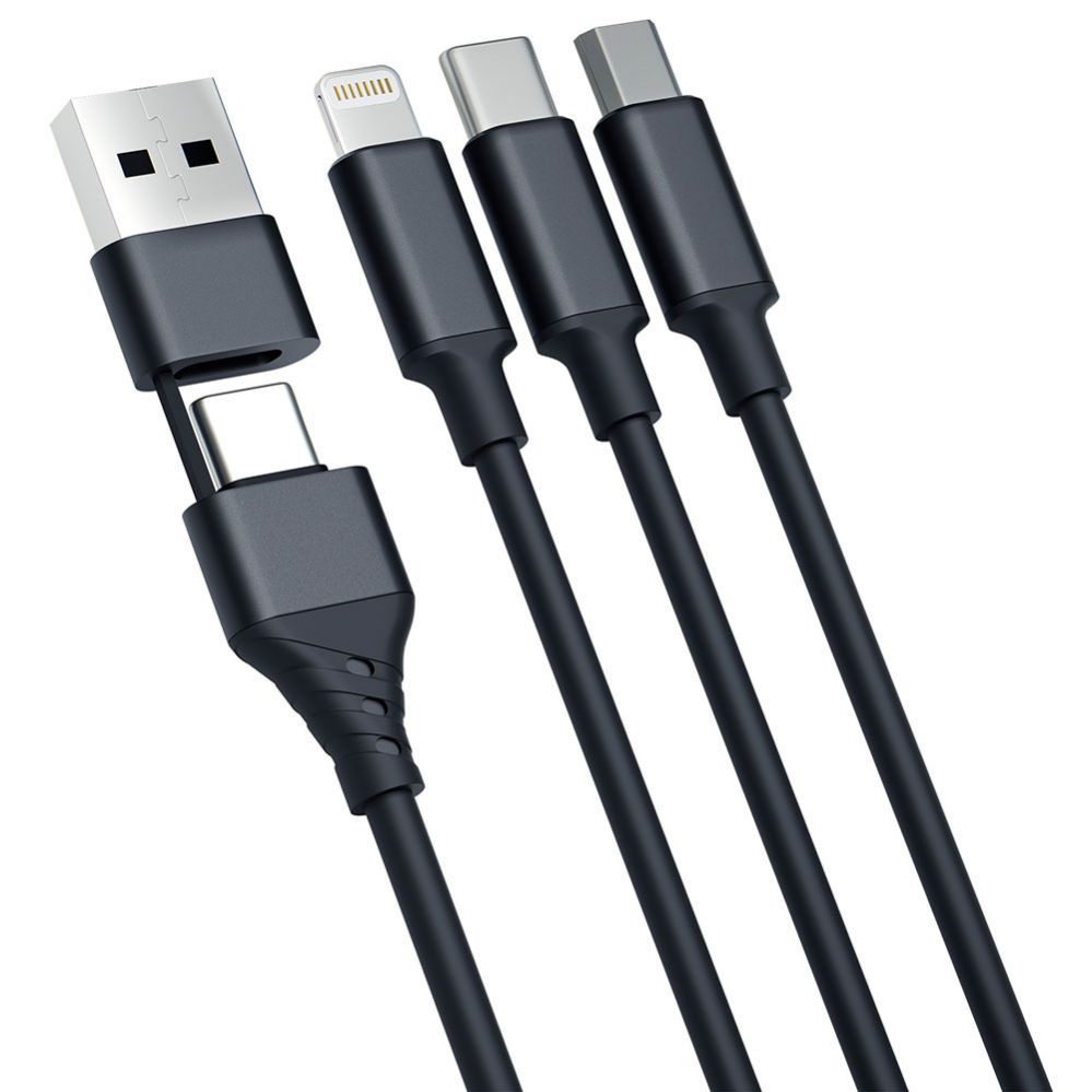 Adapteris 3MK 3mk Hyper Cable 3in1 USB-A - USB-C / USB-C - micro USB - Lightning 1.5m - black