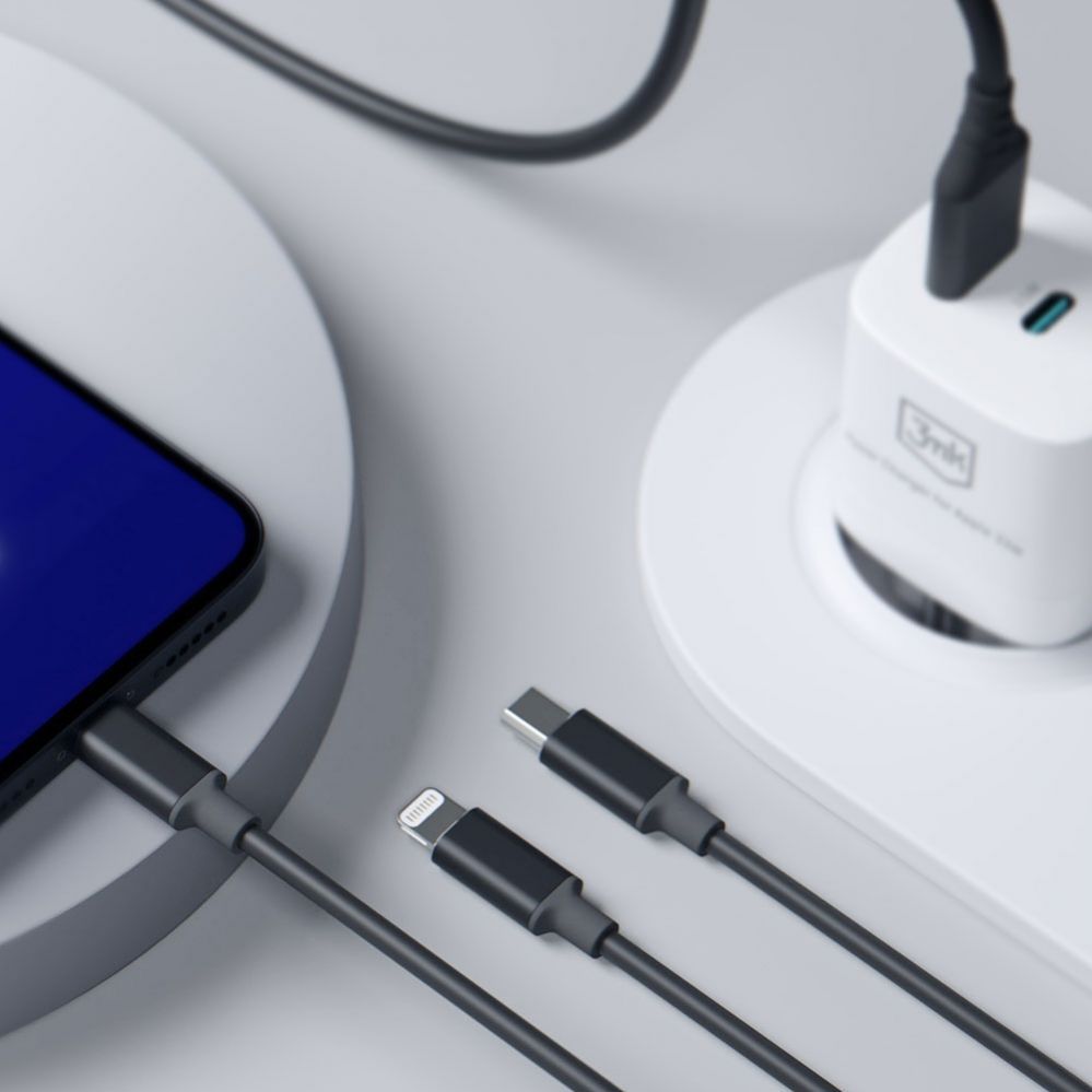 Adapteris 3MK 3mk Hyper Cable 3in1 USB-A - USB-C / USB-C - micro USB - Lightning 1.5m - black