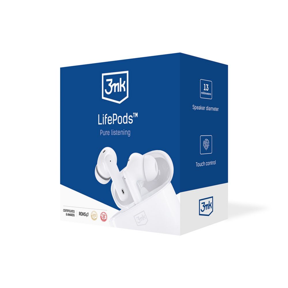 Muu telefoni lisavarustus 3MK 3mk LifePods in-ear wireless Bluetooth 5.3 ANC headphones - white