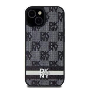 Cits mobilo telefonu aksesuārs DKNY  DKNY Leather Checkered Mono Pattern & Printed Stripes Case for Samsung Galaxy S24 Ultra - Black 
