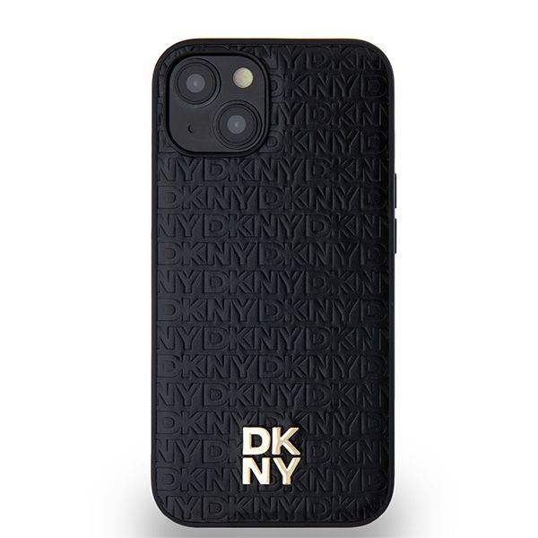 Muu telefoni lisavarustus DKNY DKNY Leather Monogram Pattern Metal Logo MagSafe Case for iPhone 15/14/13 - Black