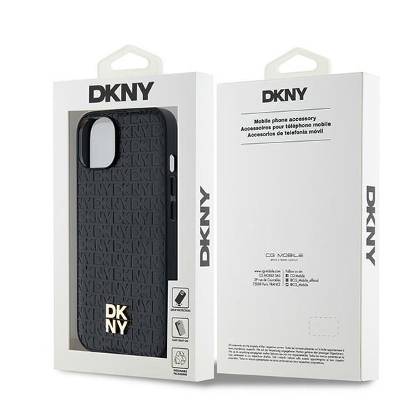 Muu telefoni lisavarustus DKNY DKNY Leather Monogram Pattern Metal Logo MagSafe Case for iPhone 15/14/13 - Black