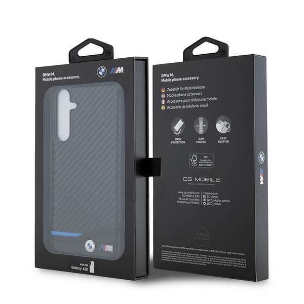 Other Phone Accessory BMW BMW Leather Carbon case for Samsung Galaxy A55 - black