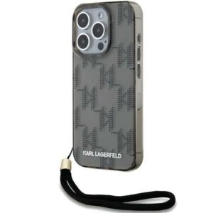 Kitas telefono priedas Karl Lagerfeld  Karl Lagerfeld IML Mono KL Pattern & Cord case for iPhone 15 Pro Max - black 