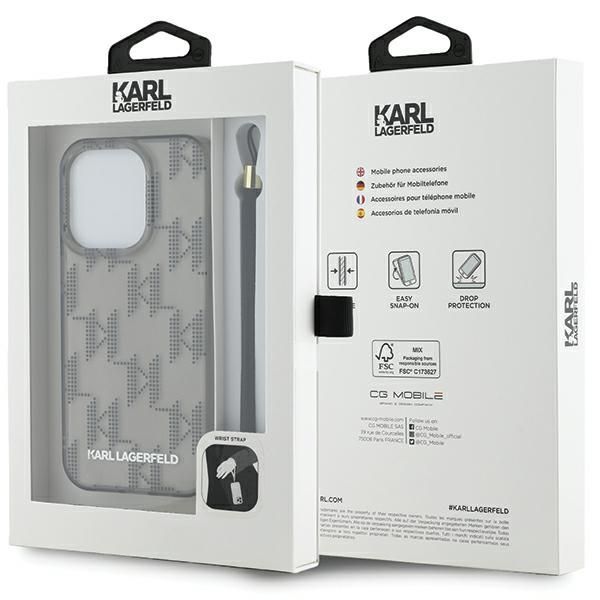 Other Phone Accessory Karl Lagerfeld Karl Lagerfeld IML Mono KL Pattern & Cord case for iPhone 15 Pro Max - black