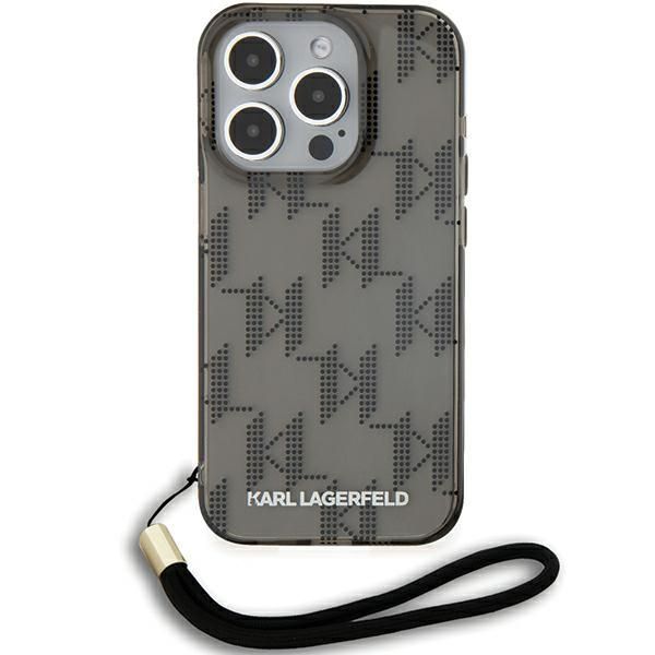 Other Phone Accessory Karl Lagerfeld Karl Lagerfeld IML Mono KL Pattern & Cord case for iPhone 15 Pro Max - black