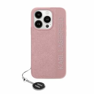 Kitas telefono priedas Karl Lagerfeld  Karl Lagerfeld Saffiano Rhinestones & Charm case for iPhone 15 Pro Max - pink 