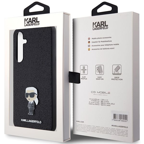 Other Phone Accessory Karl Lagerfeld Karl Lagerfeld Fixed Glitter Ikonik Logo Metal Pin case for Samsung Galaxy A55 - black