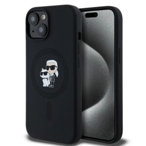 Kitas telefono priedas Karl Lagerfeld  Karl Lagerfeld Silicone Karl&Choupette MagSafe case for iPhone 15 Plus / 14 Plus - black 