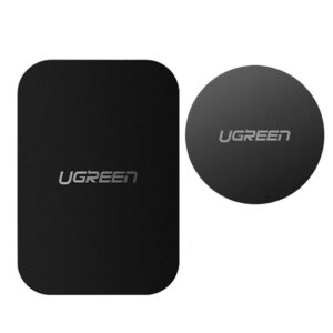 Auto holder Ugreen  Ugreen LP123 60410 round/rectangular metal plates for magnetic phone holders - black (2 pcs) Black