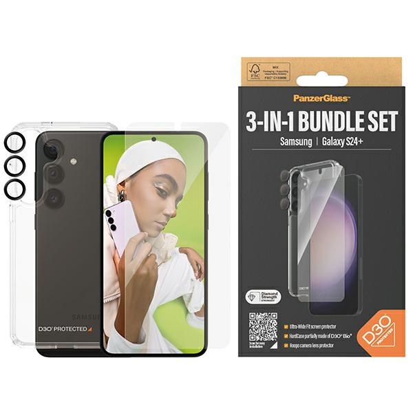 Other Phone Accessory Panzer Glass PanzerGlass Bundle 3in1 set transparent case + foil + camera cover for Samsung Galaxy S24+