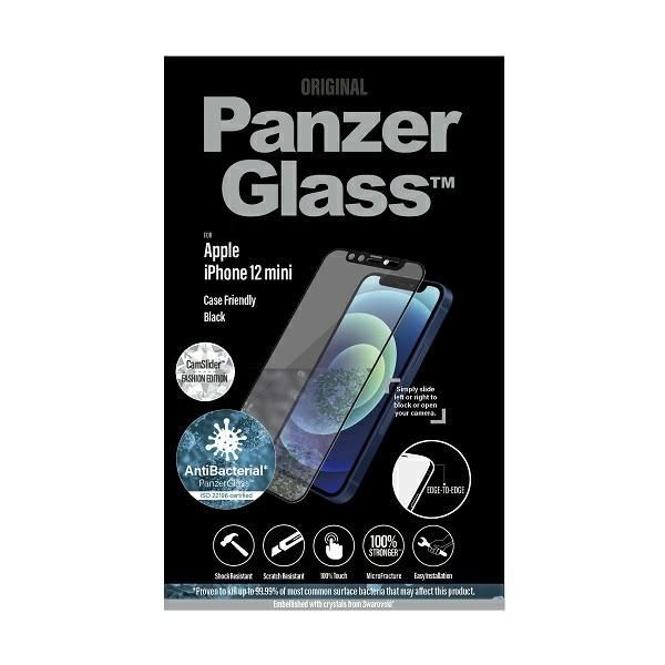 Other Phone Accessory Panzer Glass PanzerGlass E2E Microfracture Antibacterial Glass with Swarovsky Crystal Camera Cover for iPhone 12 mini - with Black Frame
